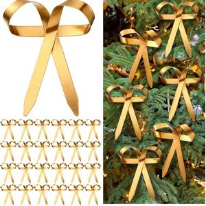 BNWOT Gold Ribbon Bow Ornament (Set Of 24)